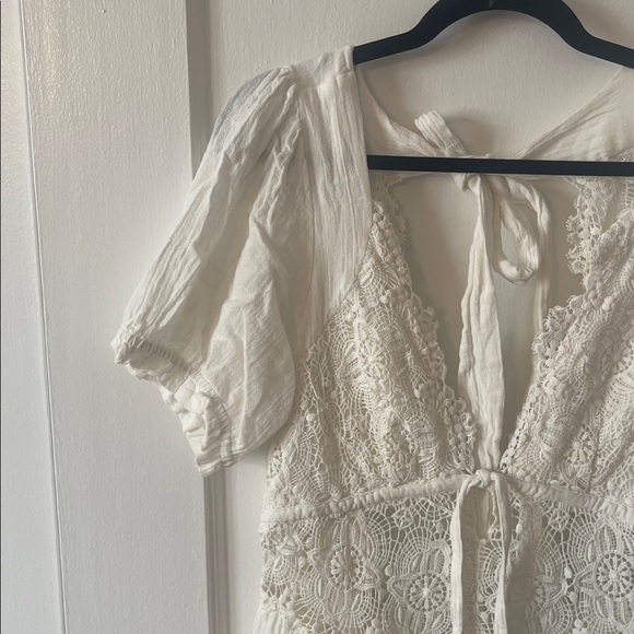 Free People White Lace Cotton Midi Dress - Picture 8 of 14
